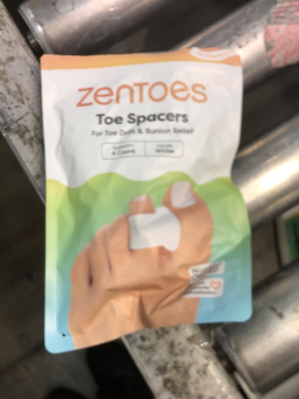 Photo 1 of ZenToes Gel Toe Separators for Overlapping Toes, Bunions, Big Toe Alignment, Corrector and Spacer - 4 Pack (White)