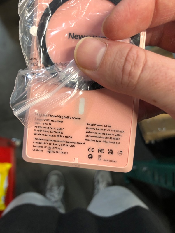 Photo 1 of (POWER TESTED) Newmowa Pink Magnetic Phone Vlog Selfie Monitor Screen, 1080P Wireless Recording, Using Phone Rear Camera for Selfie Vlog Live Stream TikTok, Compatible with iPhone(Support 4K 30fps Wired Recording)