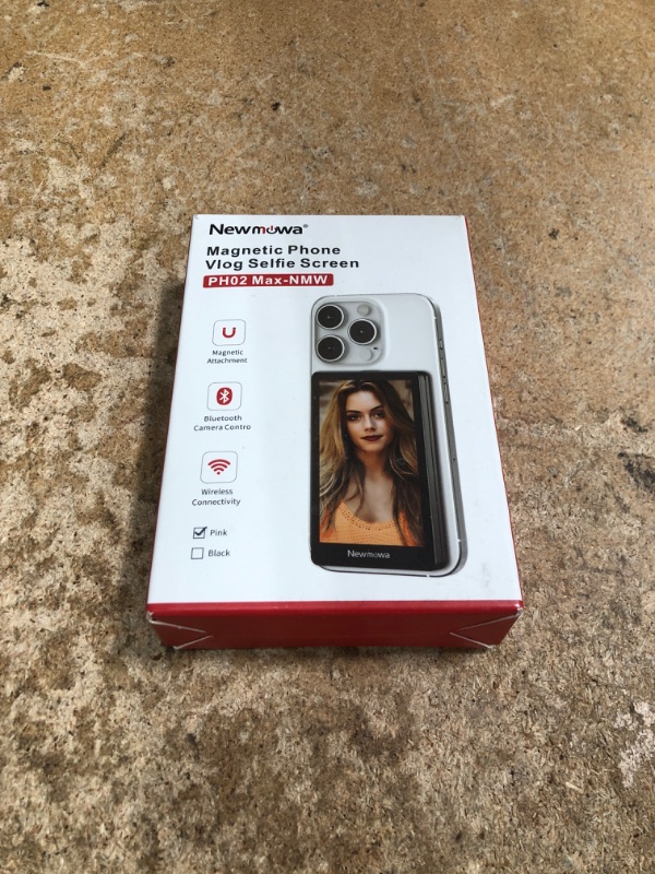 Photo 1 of (POWER TESTED) Newmowa Pink Magnetic Phone Vlog Selfie Monitor Screen, 1080P Wireless Recording, Using Phone Rear Camera for Selfie Vlog Live Stream TikTok, Compatible with iPhone(Support 4K 30fps Wired Recording)