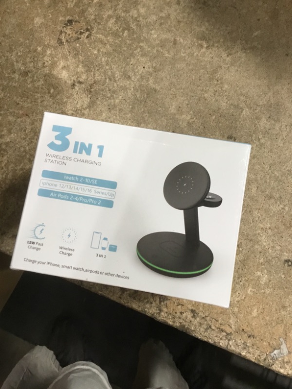 Photo 1 of 3 in 1 Charging Station for Apple Devices,Fast Mag-Safe Charger Stand,Magnetic Wireless Charger for iPhone 16 15 14 13 12 Series & Apple Watch 10 9 8 7 6 5 4 3 2 SE & Airpods 4 3 2 Pro