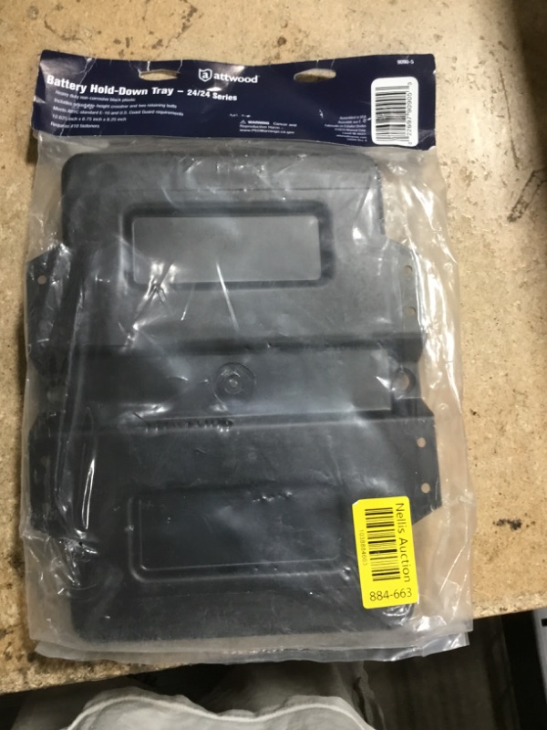 Photo 1 of **BROKEN CROSS BAR** Attwood 9090-5 Adjustable Battery Tray, for 27/27m Series Batteries, Heavy-Duty Black Plastic, Height-Adjustable Crossbar