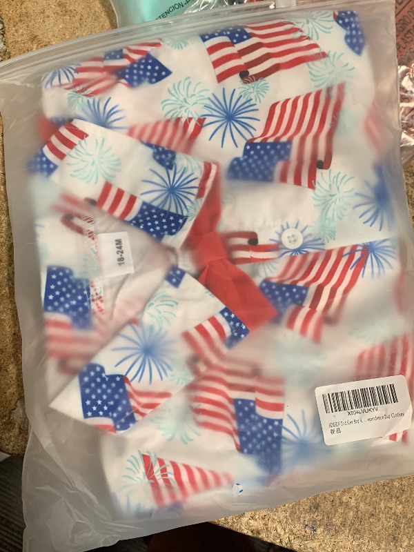 Photo 1 of ADXSUN Toddler Boy 4th of July Outfit Gentleman American Flag Shirt+Shorts Independence Day Clothes