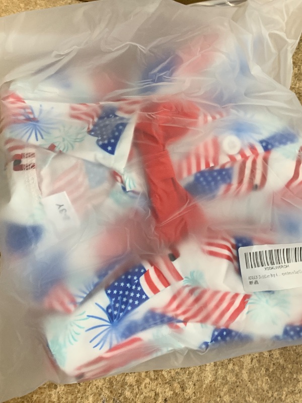 Photo 1 of ADXSUN Toddler Boy 4th of July Outfit Gentleman American Flag Shirt+Shorts Independence Day Clothes