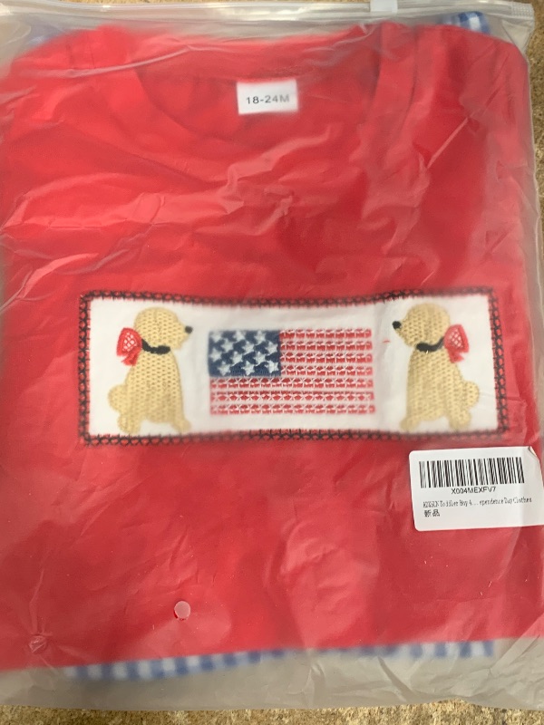 Photo 1 of ADXSUN Toddler Boy 4th of July Outfit Embroidered American Flag/USA Shirt+Striped Shorts Independence Day Clothes