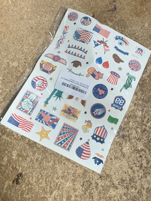 Photo 1 of 4th of July Temporary Tattoos Stickers,100+Pcs Fourth of July American Flag Fake Tattoos | Red White and Blue USA Patriotic Face Stickers Tattoo for Independence/Memorial/Labor Day Party Supplies
