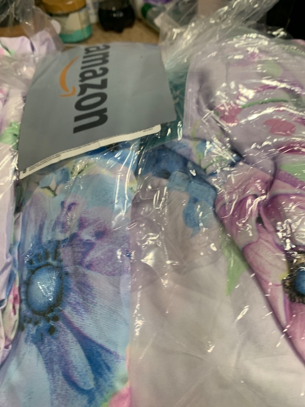 Photo 1 of JSD Purple Hydrangea Floral Sheet Set Cal King, 4 Piece Printed Microfiber Bed Sheets Deep Pocket
