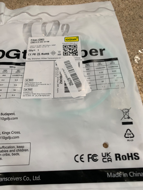 Photo 1 of 10Gtek Fiber Patch Cable - LC to SC OM3 10Gb/Gigabit Multi-Mode Jumper Duplex 50/125?m LSZH Fiber Optic Cord, Aqua, 1-Meter(3.3ft)