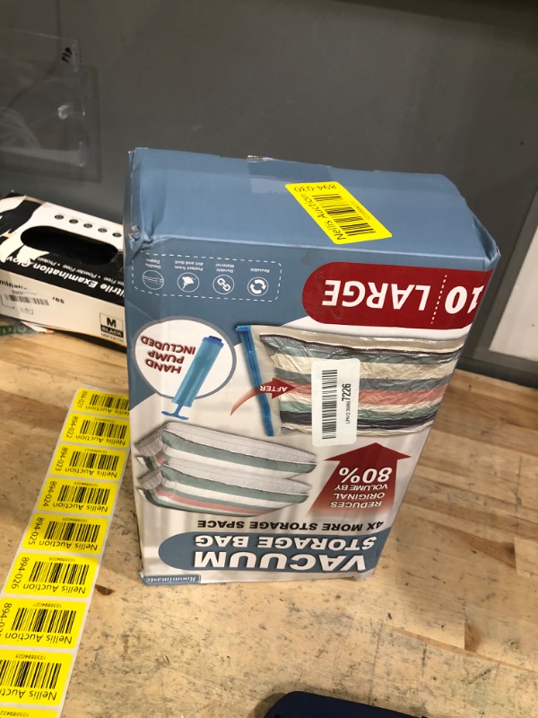 Photo 1 of 10 Large Vacuum Storage Bags with Hand Pump, Large Vacuum Seal Bags for Clothing, Space Saver Bags for Travel Lugggage, Blankets, Comforters