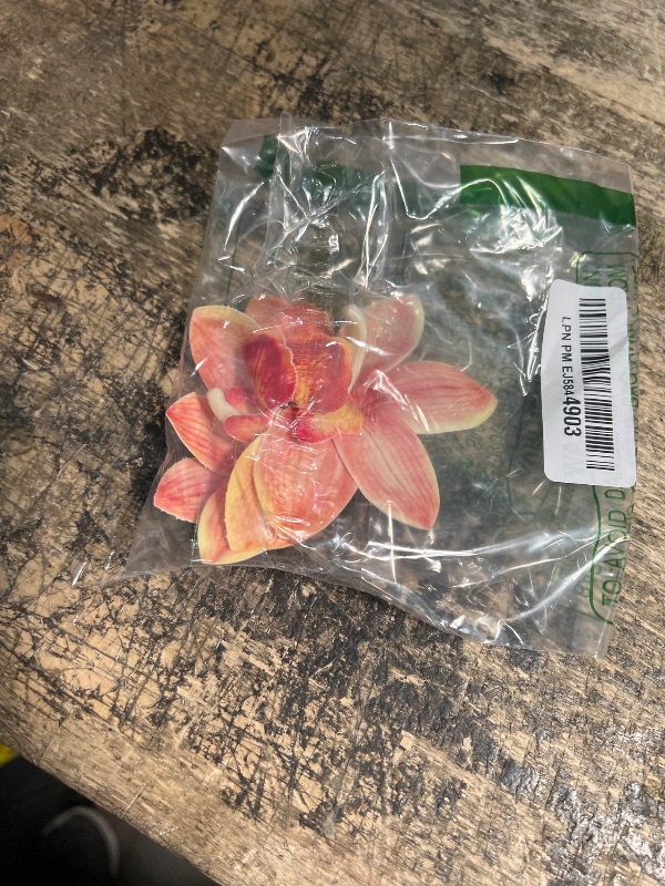 Photo 1 of 2 Packs Red & Yellow Orchid Flower Clips for Women Cute Hawaiian Floral Clip for Hair Tropical Accessories for Birthday Wedding Luau Beach Parties