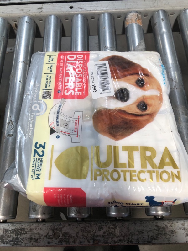 Photo 1 of (MEDIUM) Paw Inspired 32ct Disposable Dog Diapers | Female Dog Diapers Ultra Protection | Diapers for Dogs in Heat, Excitable Urination, or Incontinence (Medium)