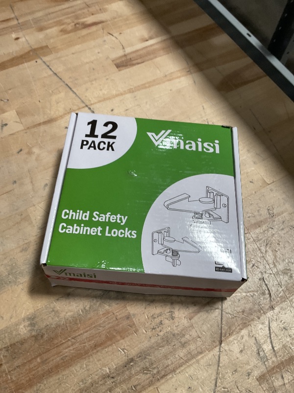 Photo 1 of 12 Pack Cabinet Locks Child Safety Latches - Vmaisi Baby Proofing Cabinets Drawer Lock with Adhesive Easy Installation - No Drilling or Extra Screws (White)