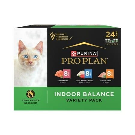 Photo 1 of *4/2027* Purina Pro Plan Indoor Balance Chicken Salmon and Ocean Whitefish and Tuna Cat Food Wet Entrees Variety Pack

