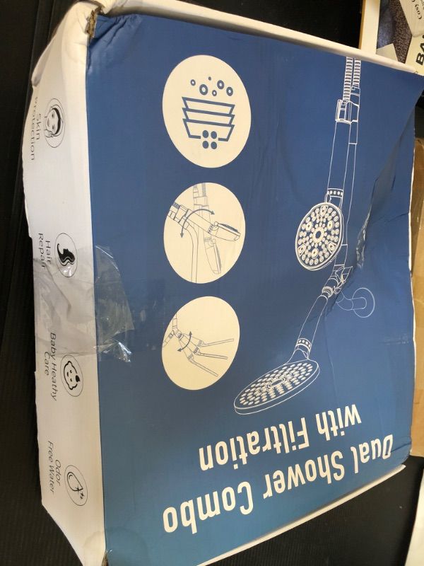 Photo 1 of HEROBAI Filtered Rainfall Shower Head with Handheld Spray Combo, Dual Shower Head Combo High Pressure, Double Sprayer Filter Shower Head with Extra Long Hose & Adjustable Shower Arm (Brushed Nickel)