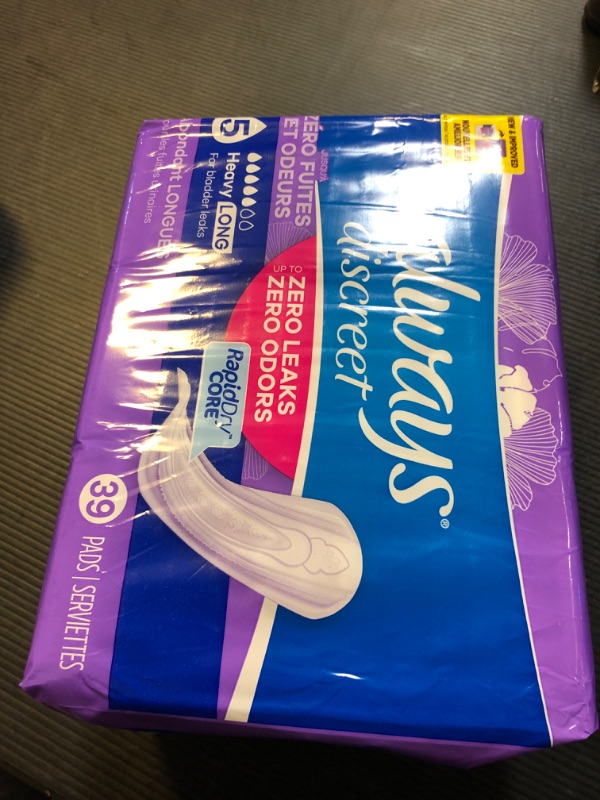 Photo 1 of Always Discreet Adult Incontinence Pads for Women, Heavy Absorbency, Long Length, Postpartum Pads, 156 CT