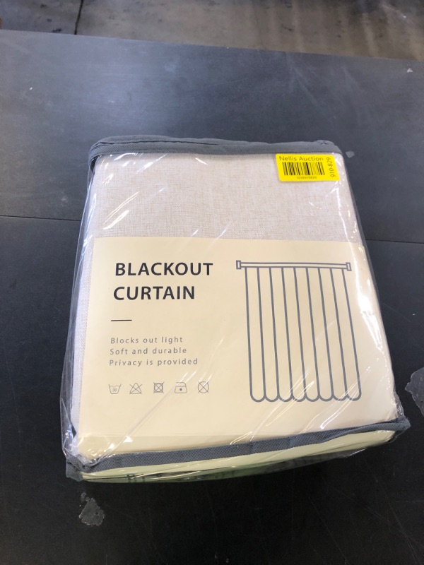 Photo 1 of 100% Blackout Shield Linen Blackout Curtains for Bedroom 84 Inches Long, Back Tab/Rod Pocket Living Room Drapes, Thermal Insulated Blackout Curtains 2 Panels Set, 50" W x 84" L, Cream