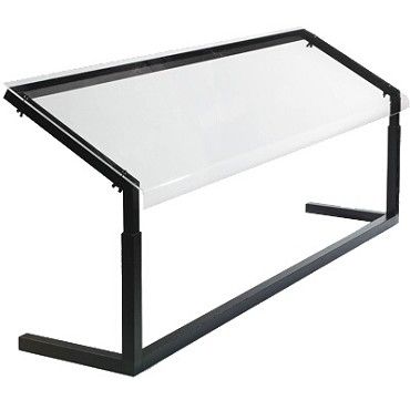 Photo 1 of Carlisle 926003 - Portable Sneeze Guard, 60"L, self-serve, adjustable uprights, single-sided acrylic, black
