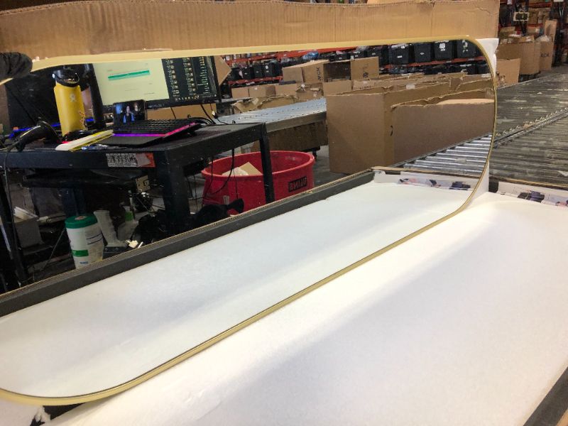 Photo 1 of 16''x48'' Full Length Mirror, Modern Oval Door Mirror Full Length with Hanging Leather Cord, Wall Mounted Mirror with Hanging Leather Strap for Bathroom Vanity Living Room Bedroom Entrance?Gold