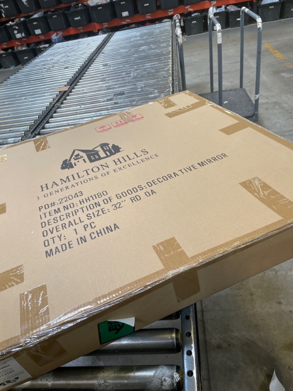 Photo 1 of Hamilton Hills 32 inch Circle Black Framed Wall Mirror | Large Premium Wooden Mirror for Wall | Floating Bathroom Mirrors for Vanity and Living Room | Hanging Round Mirrors for Wall Decor