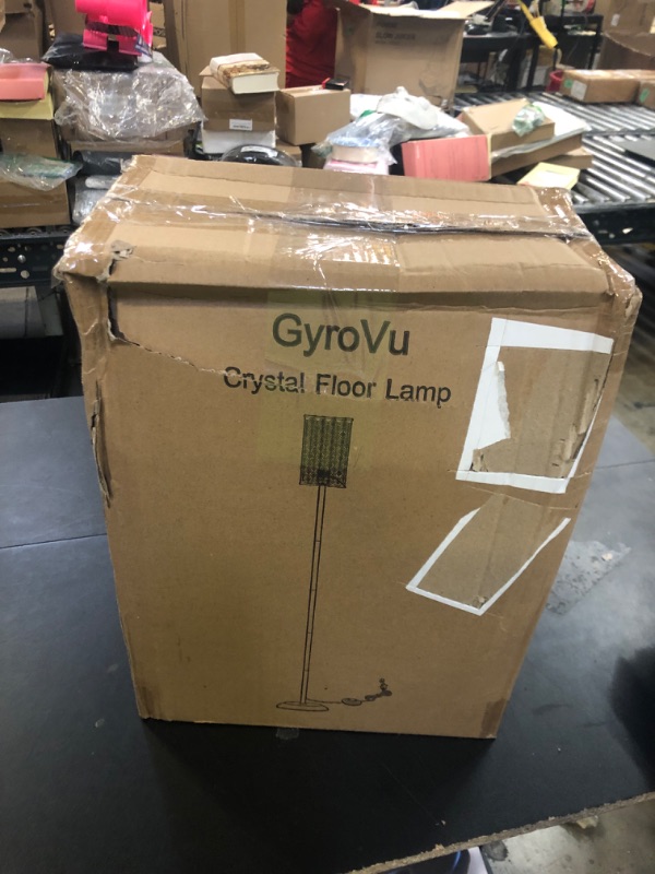 Photo 1 of Crystal Floor Lamp, Modern Standing Lamp with Elegant Shade Black Floor Lamp with On/Off Foot Switch,Tall Pole Accent Lighting for Living Room, Girl Bedroom, Dresser, Office