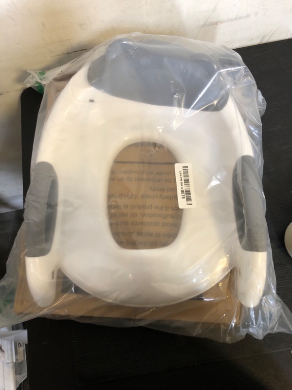Photo 1 of SKYROKU Potty Training Toilet, New Sector-Shape Stabilized Base two in one Toddler Toilet Seat with Splash Guard, Anti Slip Pad, and Step Stool Enamel Grey