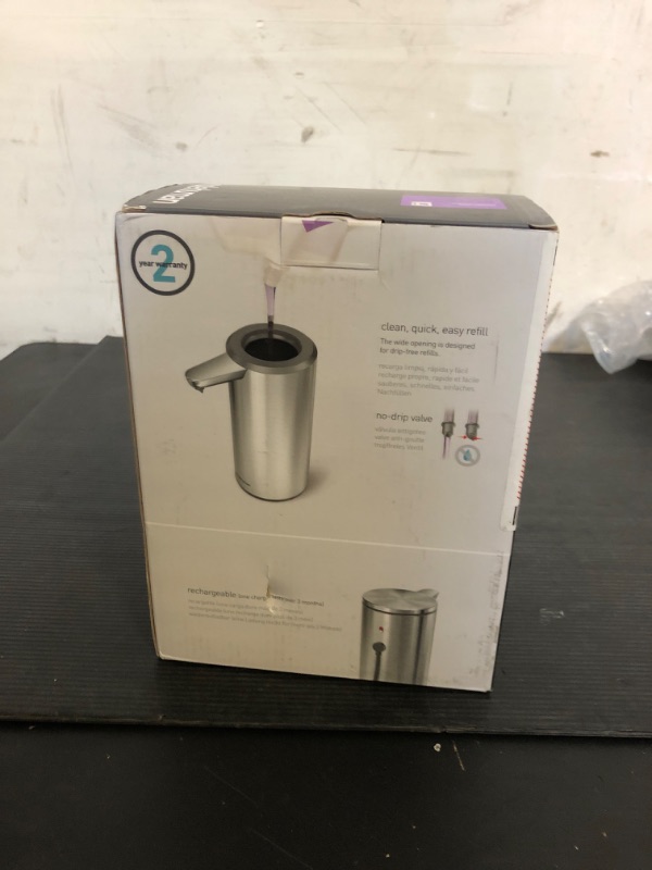 Photo 1 of simplehuman 9 oz. Touch-Free Automatic Rechargeable Sensor Pump, Brushed Stainless Steel, 2024 Model