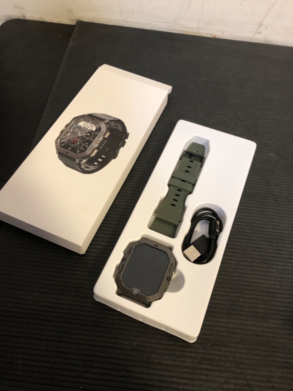 View 2 of Military Smart Watches for Men (Answer/Make Calls), Waterproof Rugged Fitness Tracker with Blood Pressure/Heart Rate/SpO2/Sleep, Bluetooth Tactical Smart Watch for Android and iPhone, Military Green