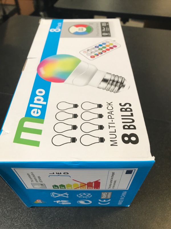 Photo 2 of MELPO LED Color Changing Light Bulb with Remote Control, 5W 40W Equivalent, 500LM, 5700K,E26 Dimmable RGB Light Bulbs for Birthday Party/KTV Decoration/Household/Bar/Wedding (Pack of 8)