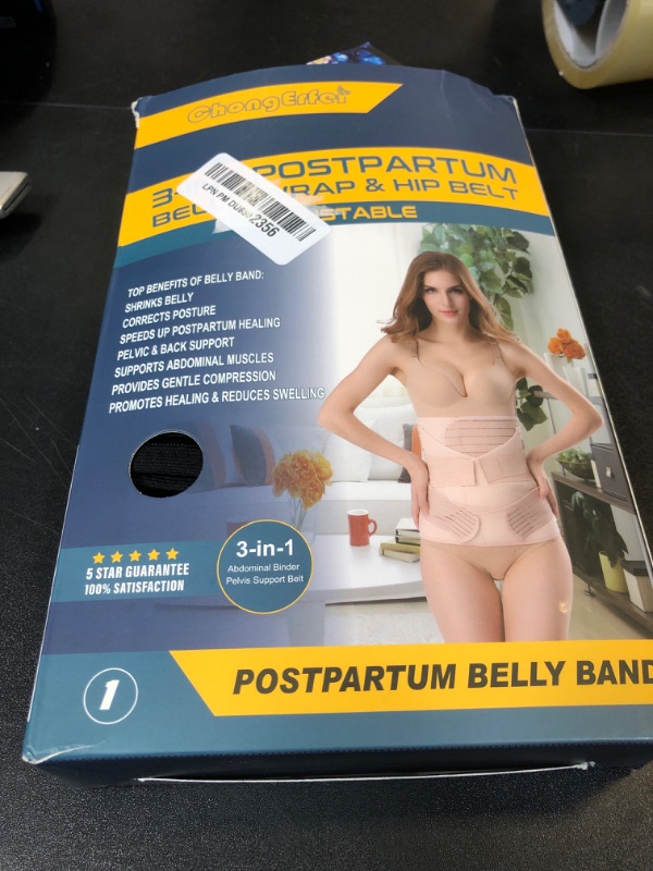 Photo 1 of 3 in 1 Postpartum Belly Band - Postpartum Belly Support Recovery Wrap, After Birth Brace, Slimming Girdles, Body Shaper Waist Shapewear, Post Surgery Pregnancy Belly Support Band (S/M, Black)