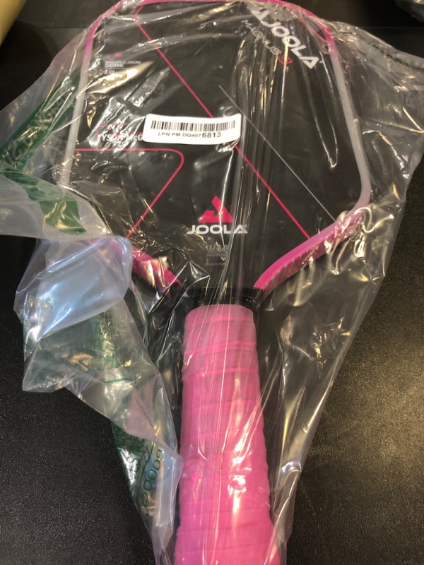 Photo 2 of JOOLA Tyson McGuffin Magnus 3 16mm Pickleball Paddle with 1 Replacement Grip - Elongated Short Handle Pickleball Paddle - Charged Carbon Surface Technology - Carbon Fiber Racket, Hot Pink Edge Guard