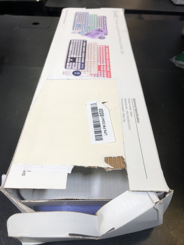 Photo 1 of Wireless Keyboard and Mouse Combo, MOWUX Full Size Typewriter Retro Round Computer Keyboard, Mouse Wireless, Plug and Play, for Laptop, PC, Computer- Purple