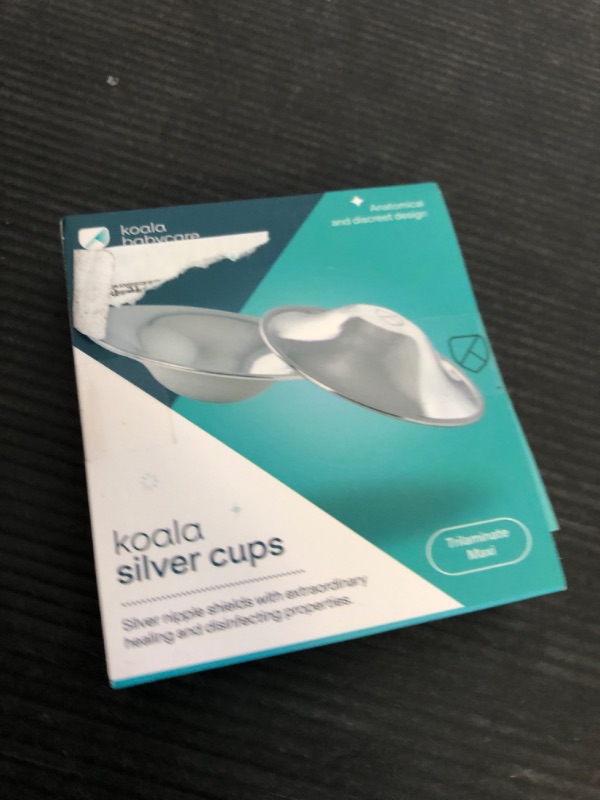 Photo 2 of Koala Babycare The Original Silver Nipple Covers Breastfeeding Essentials - Nipple Shields for Nursing Newborn - Protect and Soothe - Tri-Laminate Silver - Maxi Size