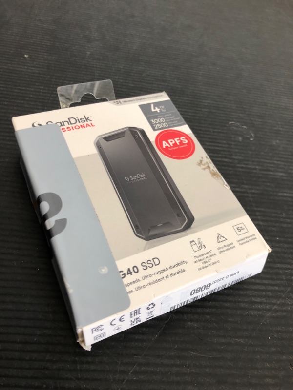 Photo 2 of SanDisk Professional 4TB PRO-G40 SSD - Up to 3000MB/s, Thunderbolt 3 (40Gbps), USB-C (10Gbps), IP68 dust/Water Resistance, External Solid State Drive - SDPS31H-004T-GBCND