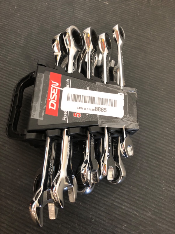 Photo 1 of DISEN 10Pcs Ratcheting Wrench Set SAE & Metric Ratchet Wrench Set with Rack Organizer, Premium CR-v Steel, 12 Point, 72 Teeth,Box End and Open End Ratcheting Wrench Set,Metric 10-15mm&SAE 3/8''-5/8''