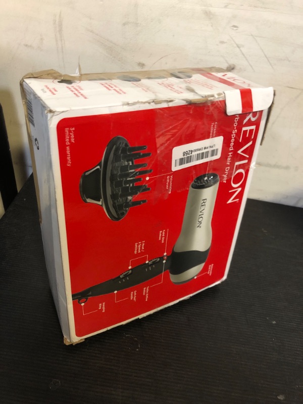 Photo 1 of REVLON Turbo Hair Dryer with Advanced Ionic Technology, Ceramic Coating | Turbo Heat and Cold Shot Features, 1875 Watts for Fast Drying and Shine (Silver)