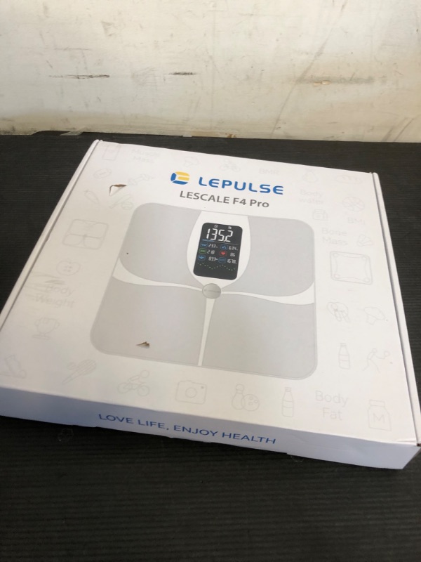 Photo 1 of Lepulse Smart Weight Scale with BMI Body Fat Muscle Mass, Scale for Body Weight 4.68" Large Display with Trend, High Accurate 22 Body Composition Scale with Heart Rate, Bathroom Scale with App, White