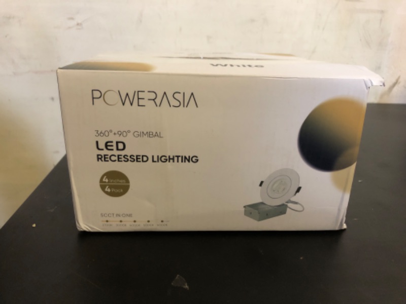 Photo 1 of 4 Pack 4 Inch Gimbal LED Recessed Lighting with Junction Box, 5CCT 2700K-6000K Selectable, 360°+90° Adjustable Directional Eyeball Light, 9W 1000LM Slim Canless Downlight - ETL and Energy Star