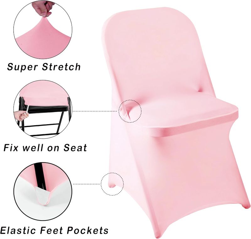 Photo 1 of 1PC  Waterproof Stretch Spandex Folding Chair Cover Pink 