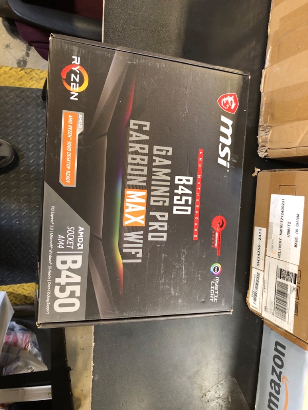 Photo 2 of MSI Performance GAMING AMD Ryzen 1st, 2nd, and 3rd Gen AM4 M.2 USB 3.2 Gen 2 DDR4 HDMI Display Port Wi-Fi ATX Motherboard (B450 GAMING PRO CARBON MAX WIFI)