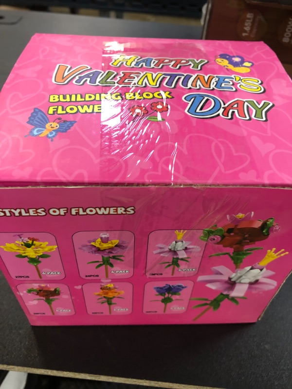 Photo 1 of 30PCS Valentines Day Gifts for Kids, 6 Different Artificial Flower Building Block with Valentines Gift Boxes for Boys Girl School Classroom Exchange Prize, Fun Valentines Party Favors Toys