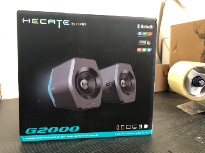 Photo 1 of Edifier G2000 32W PC Gaming Computer Speakers for Laptop Mac Desktop Computer Woofer Speakers Bluetooth USB 3.5mm AUX Inputs RGB Lights Multimedia Speakers Black