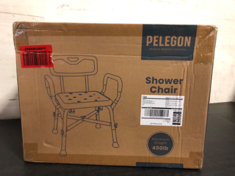 Photo 1 of PELEGON Shower Chair (450lb) with Padded Armrests and Back, Shower Chair for Elderly and Disabled, Adjustable Height Shower Seat, Heavy Duty Shower Chair for Inside Shower, Handicap Shower Chair- Blue