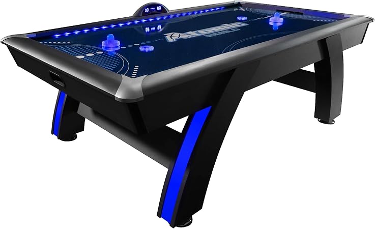 Photo 2 of Atomic 90” Indiglo LED Light UP Arcade Air Powered Hockey Table - Includes Light Up Pucks and Pushers, Grey