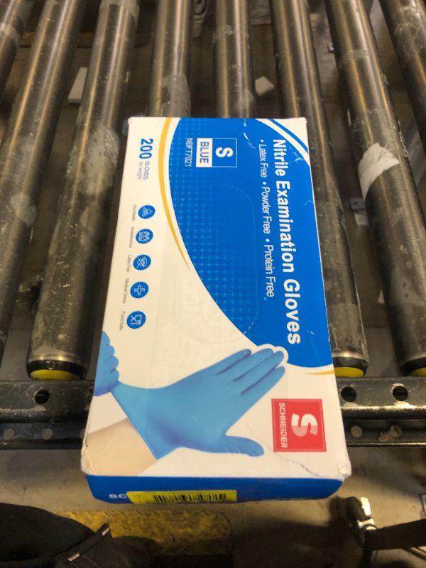 Photo 1 of Schneider Nitrile Exam Gloves, Small, 200-ct Box, 4 mil, Blue Gloves Disposable Latex Free, Powder Free Medical Gloves for Cooking, Cleaning, Examination, NBFT7021