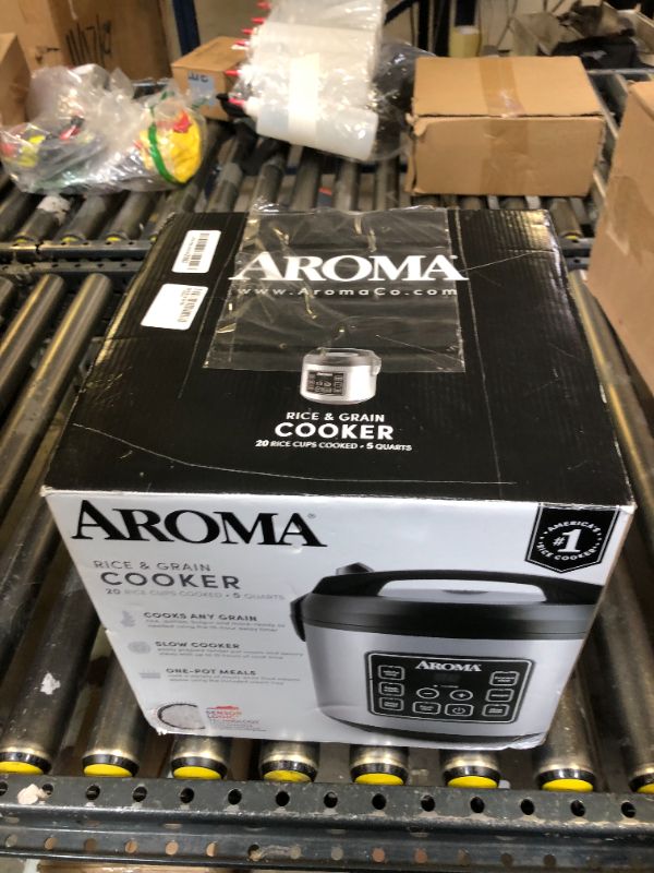 Photo 1 of Aroma Housewares 20 Cup Cooked (10 cup uncooked) Digital Rice Cooker, Slow Cooker, Food Steamer, SS Exterior (ARC-150SB),Black