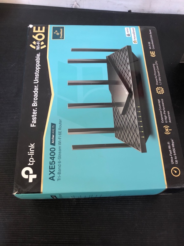 Photo 2 of TP-Link AXE5400 Tri-Band WiFi 6E Router (Archer AXE75)- Gigabit Wireless Internet Router, ax Router for Gaming, VPN Router, OneMesh, WPA3