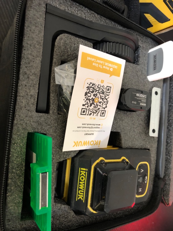 Photo 1 of IKOVWUK Laser Level, 3x360° Cross Line Laser for Construction and Picture Hanging, 12 Green Lasers with Self-leveling, 3D Vertical & Horizontal Line, Level Tool with 5200 mAh Rechargeable Battery