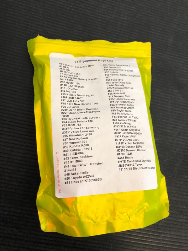 Photo 1 of 67 Heavy Equipment Master Keys Constrtution Machinery Operator Key for CAT John Deere CaterpillarToyota Volvo JCB Massey Ferguson JLG Genie Vermeer Terex Skyjack Hyster, Forklifts and Excavator