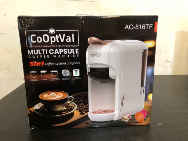 Photo 1 of CoOptVal 19-Bar Small Espresso Machine & Coffee Machine – Single Serve Coffee Maker – Compatible with Nespresso, Keurig K Cup, Ground Coffee – 8-10 Oz Espresso Cup, Hot & Cold Brew, Water Adjustment