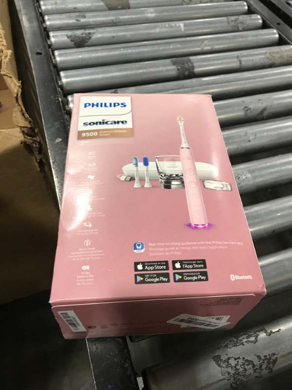 Photo 1 of Philips Sonicare DiamondClean Smart 9500 Electric Toothbrush, Sonic Toothbrush with App, Pressure Sensor, Brush Head Detection, 5 Brushing Modes and 3 Intensity Levels, Pink, Model HX9923/21
