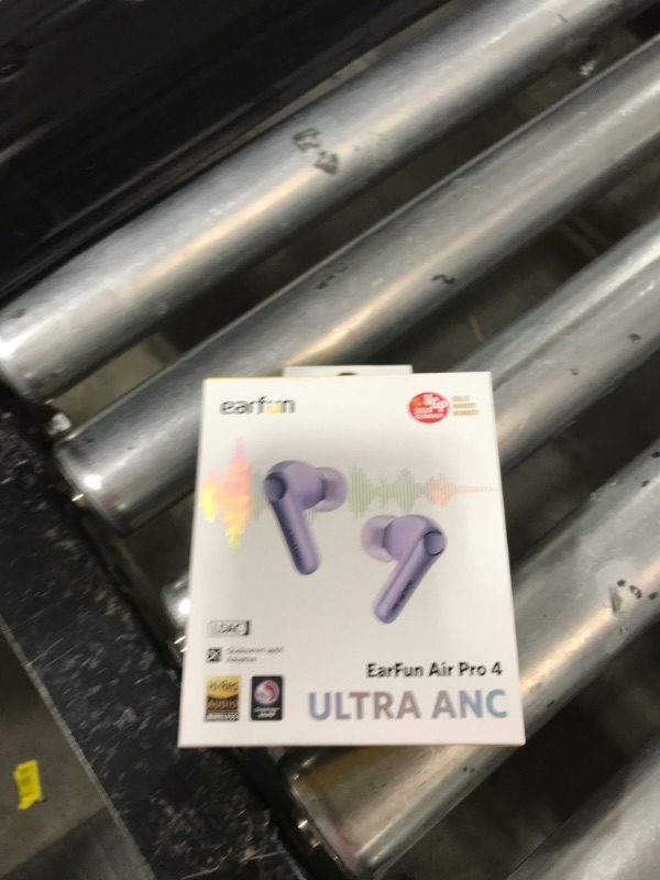 Photo 1 of EarFun Air Pro 4 Adaptive Hybrid Noise Canceling Wireless Earbuds, Qualcomm Snapdragon Sound, aptX™ Lossless, 6 Mics AI CVC 8.0 Call, LDAC Hi-Res Audio, 52H Playtime, Bluetooth 5.4, Violet